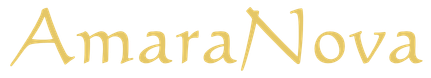 The gold cursive text 'AmaraNova' centered on a plain white background.