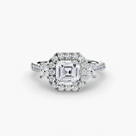 Three-Stone Ring with Halo 2