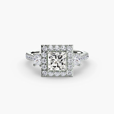 Three-Stone Ring with Halo 2