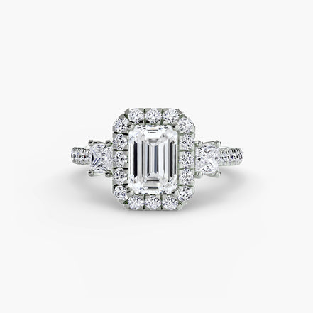 Three-Stone Ring with Halo 2